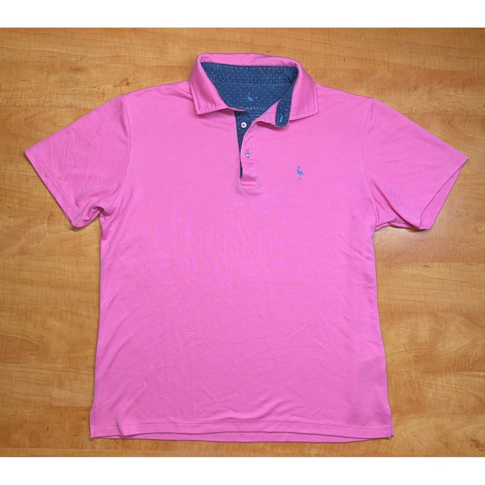 Tailorbyrd Pink Flamingo Logo Modal Blend Polo Shirt Mens Large Short Sleeve